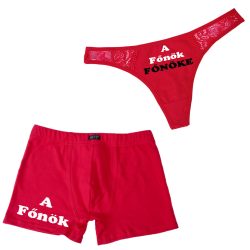 Feliratos Piros Páros Fehérnemű (tanga és boxer)
