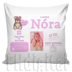 Fényképes "Megérkeztem" párna (lányos)